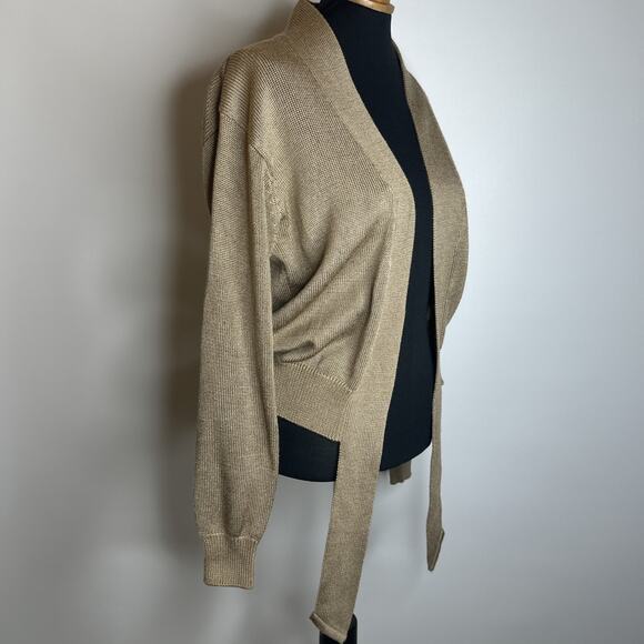 Vintage Fia Italia Handloomed Cardigan Sweater Knit Gold Open Front Womens S - Picture 5 of 9